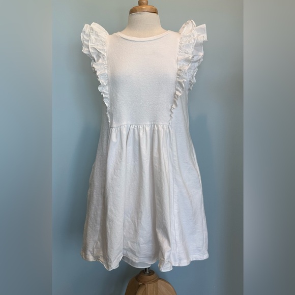English Factory Mixed Media Ruffle Sleeve White Dress Size Large - Picture 6 of 16